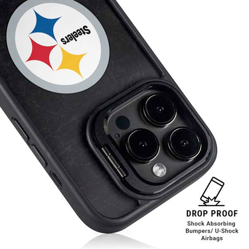 NFL Pittsburgh Steelers Distressed iPhone 15 Pro Kickstand Case